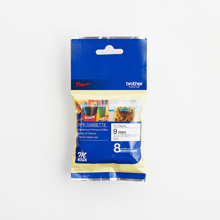 Brother MK221 Black on White Tape 9mm x 8m