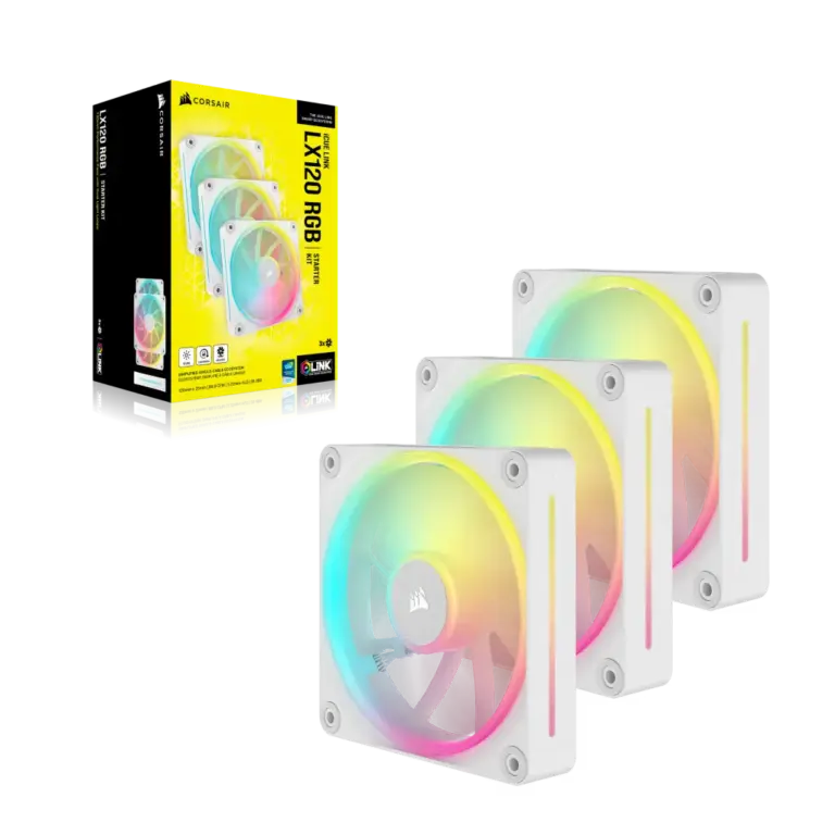 Corsair iCUE LINK LX120 RGB 120mm PWM Fan Triple Pack White