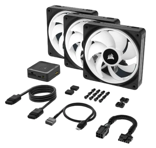 Corsair iCUE LINK QX120 RGB 120mm PWM Fan Starter Kit, Black
