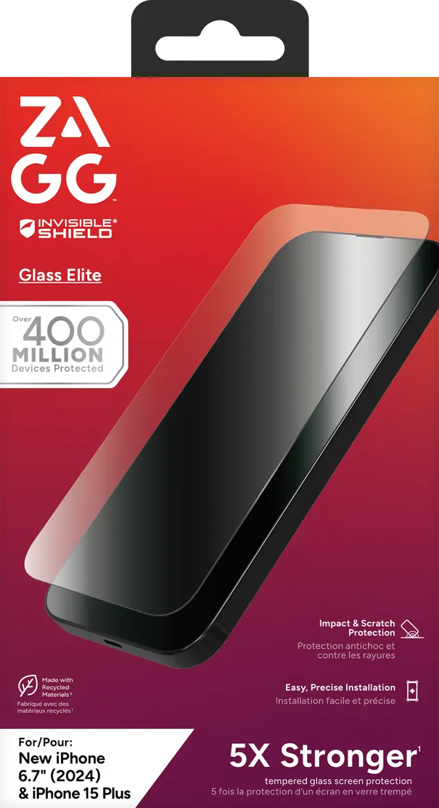 ZAGG Glass Elite Screen Protector for iPhone 16 Plus / 15 Plus