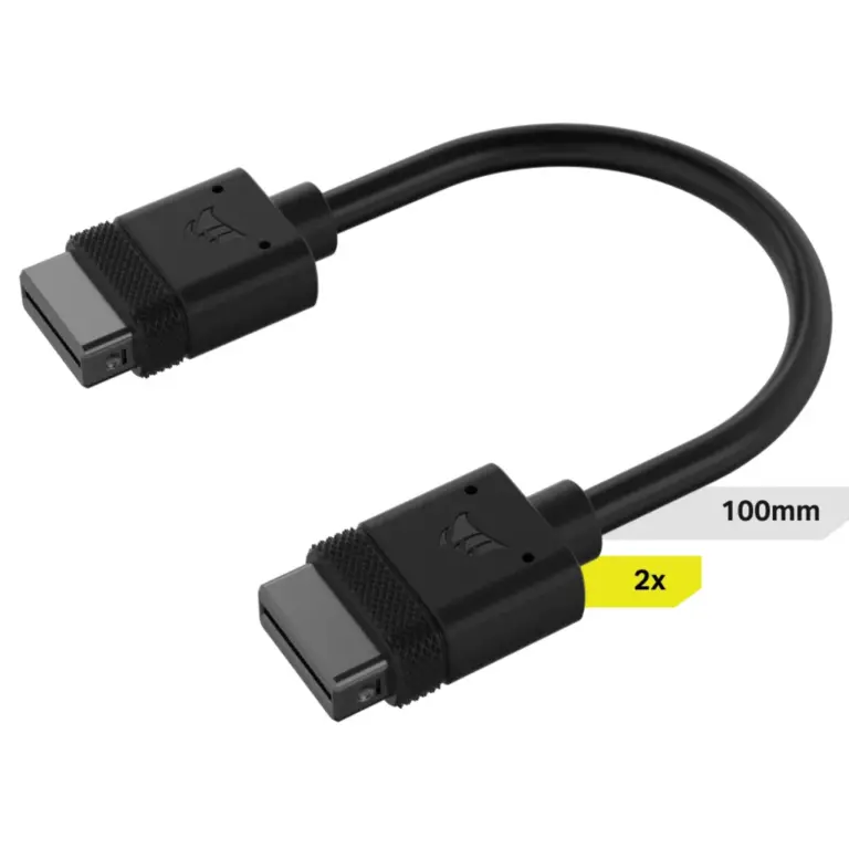 Corsair iCUE LINK 100mm Straight Cable Kit, Black - 2-Pack