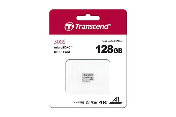 Transcend 300S 128GB microSDXC U3 V30 A1 Card with Adapter