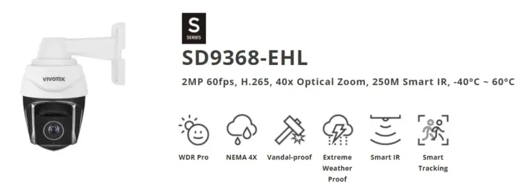 Vivotek SD9368-EHL 2MP 40x Outdoor AI PTZ Camera